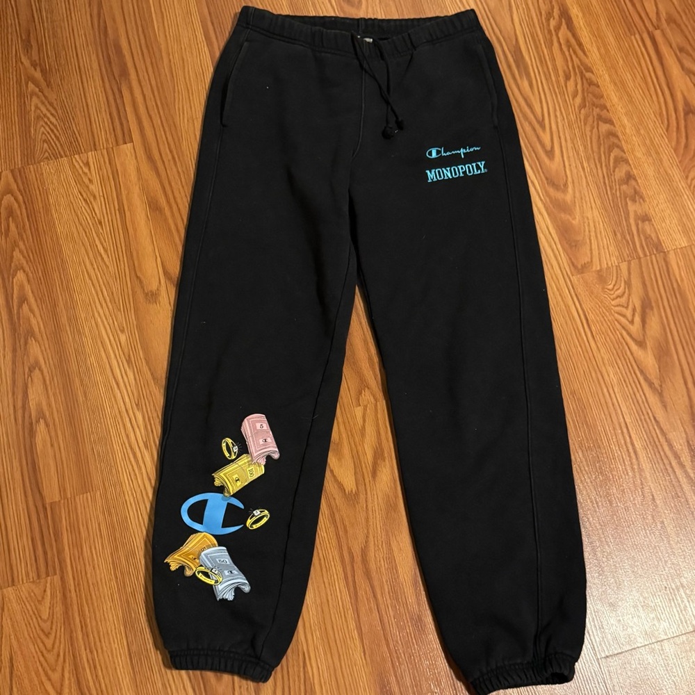 Champion x Hasbro Women’s Unisex Monopoly Black Joggers Size S‎ NWOT Streetwear